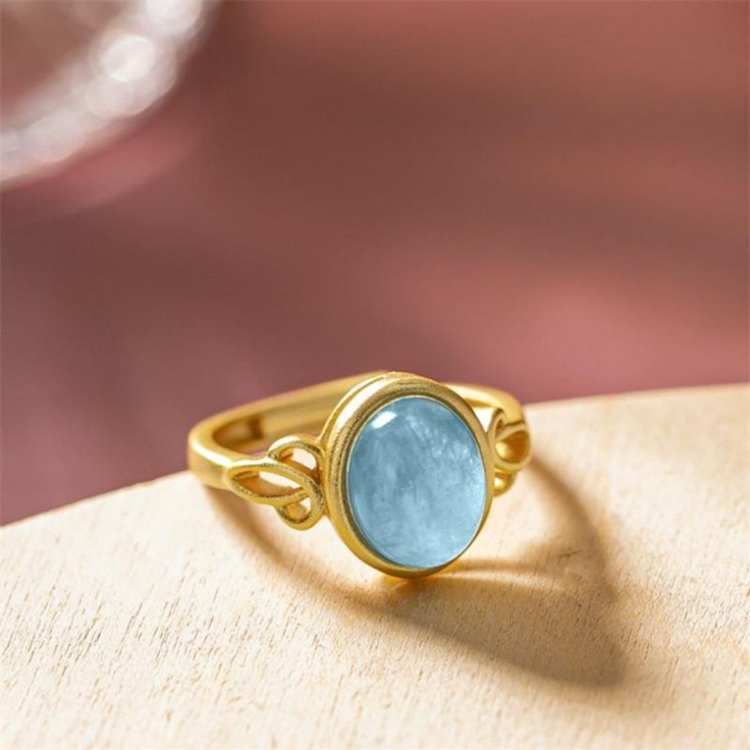 Adjustable Aquamarine Gold Ring