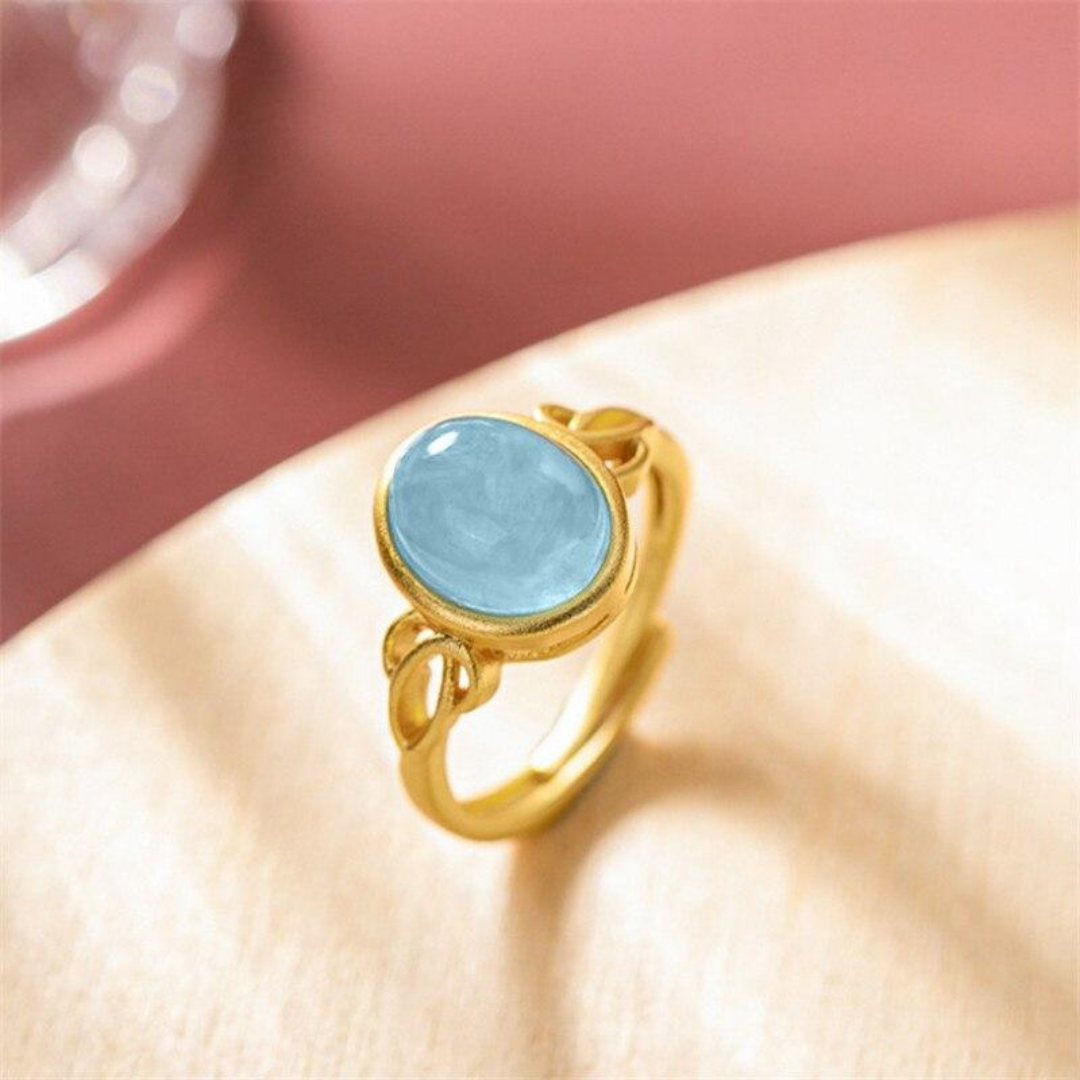 Adjustable Aquamarine Gold Ring