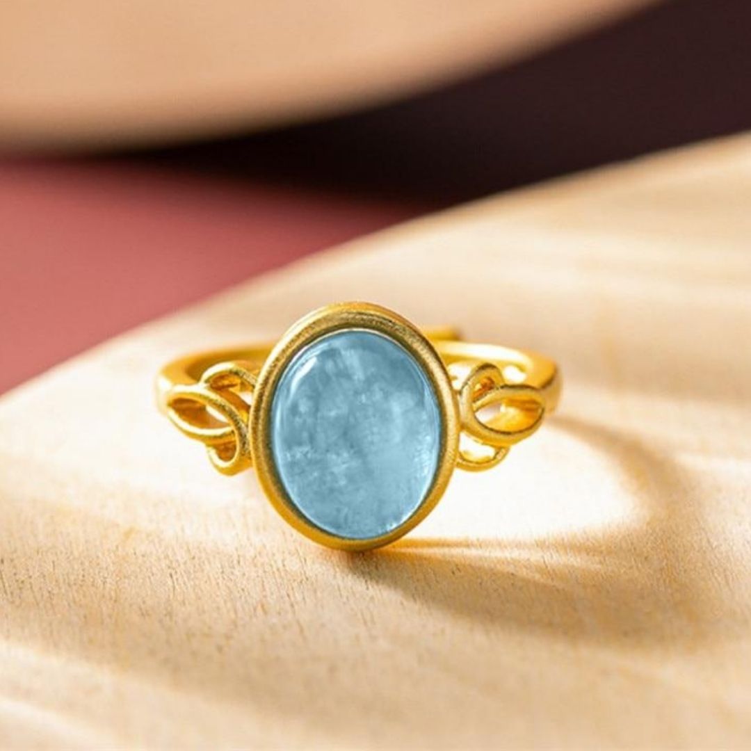 Adjustable Aquamarine Gold Ring