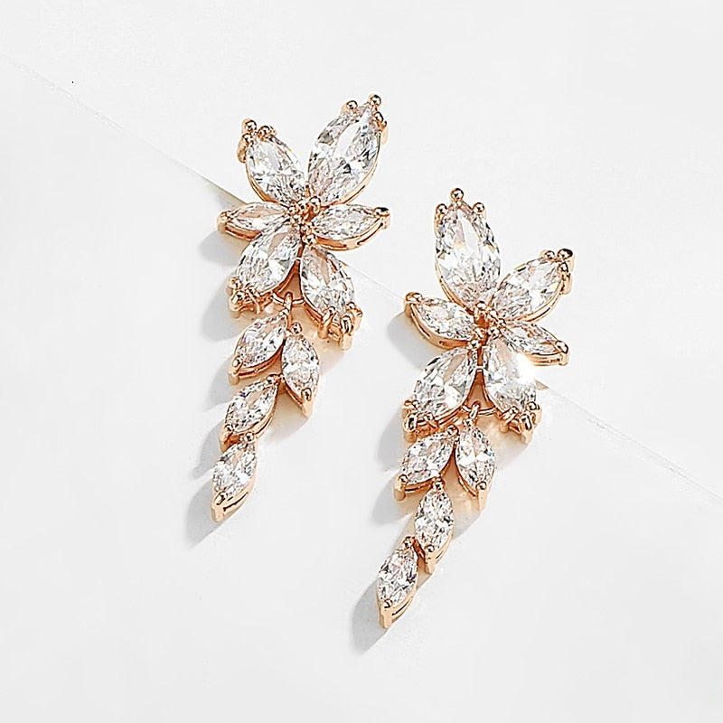 Leaf Crystal Earrings