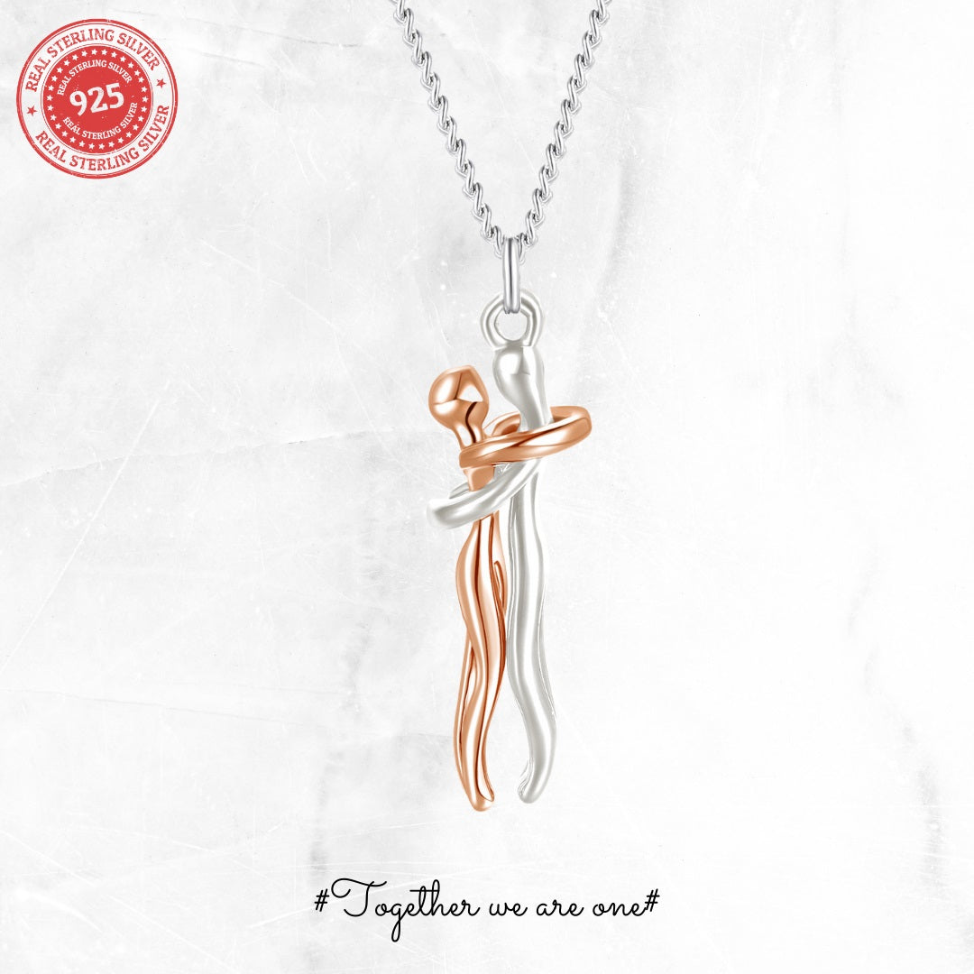 rose gold hug necklace sterling silver 