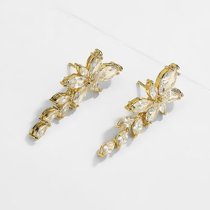 Leaf Crystal Earrings