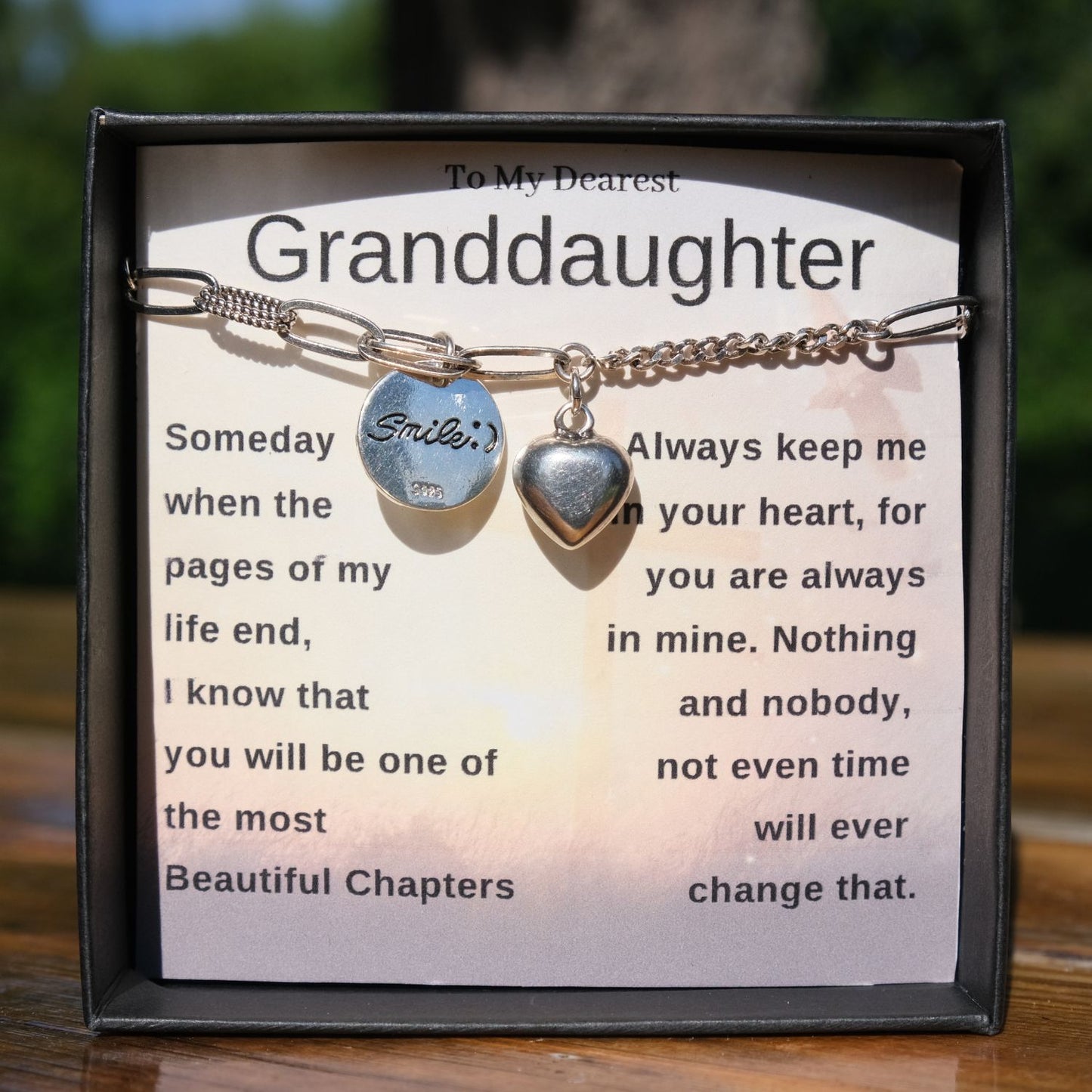 Smile and Heart Charm Bracelet - Granddaughter